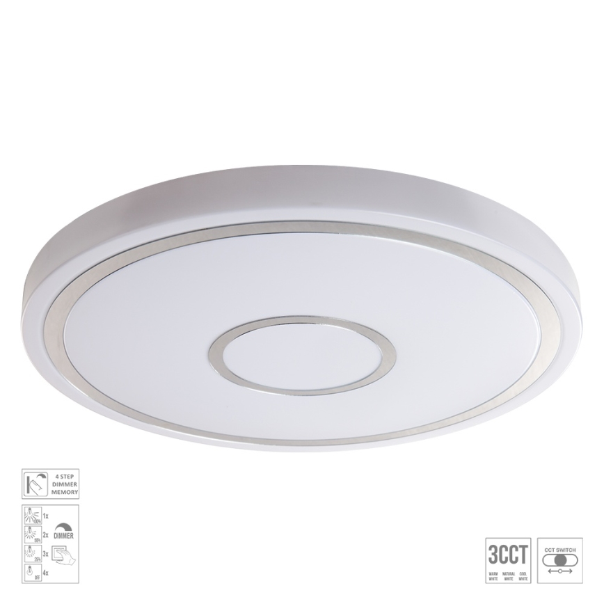 Prezent 71342 - Ρυθμιζόμενο φωτιστικό οροφής LED MOZAN, 40W, 230V, 3000/4000/6500K, διάμ. 48 cm, λευκό