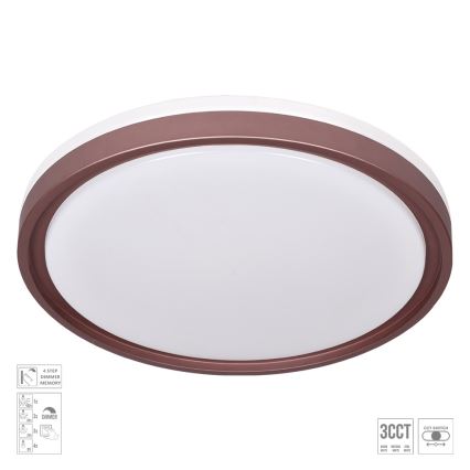 Prezent 71344 - Ρυθμιζόμενο LED φωτιστικό οροφής FLOREN LED/30W/230V 3000/4000/6500K διάμ. 41,5 cm καφέ