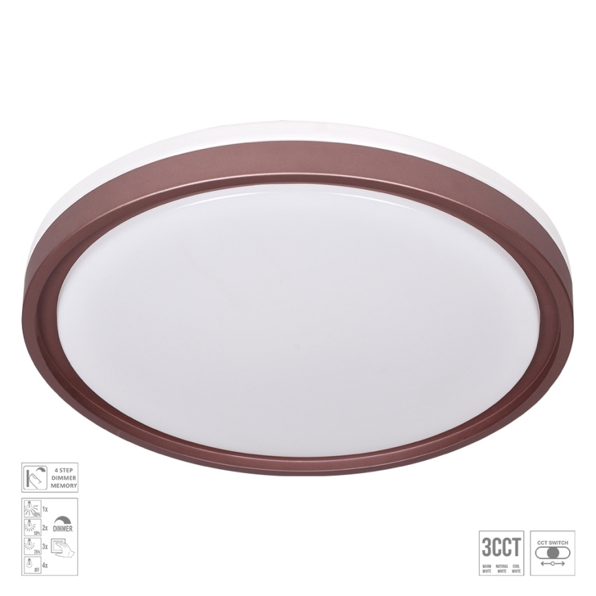 Prezent 71344 - Ρυθμιζόμενο LED φωτιστικό οροφής FLOREN LED/30W/230V 3000/4000/6500K διάμ. 41,5 cm καφέ