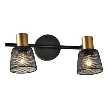 Prezent 75471 - Σποτ τοίχου DAYTONA 2xE14/40W/230V μαύρο/χρυσό