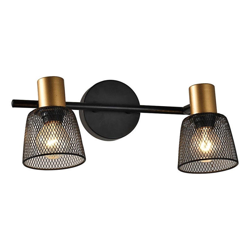 Prezent 75471 - Σποτ τοίχου DAYTONA 2xE14/40W/230V μαύρο/χρυσό