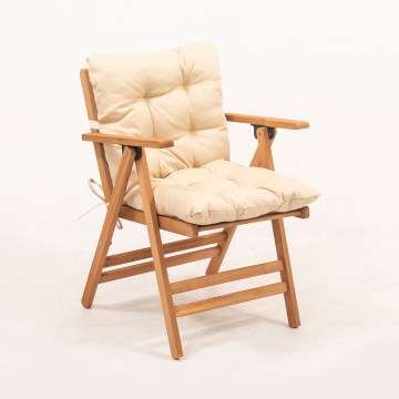Πτυσσόμενη κηπουρική καρέκλα με μαξιλάρι σε μπεζ/οξιά