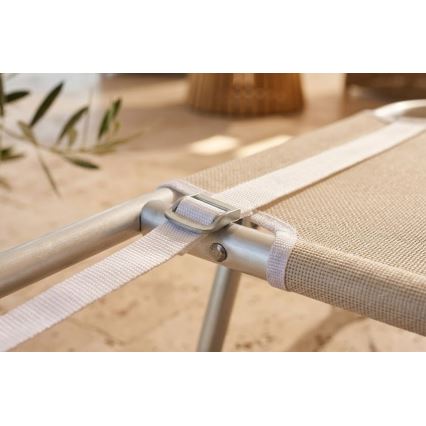 Πτυσσόμενη, ρυθμιζόμενη ξαπλώστρα SUNO 56x190 cm σε κρεμ απόχρωση