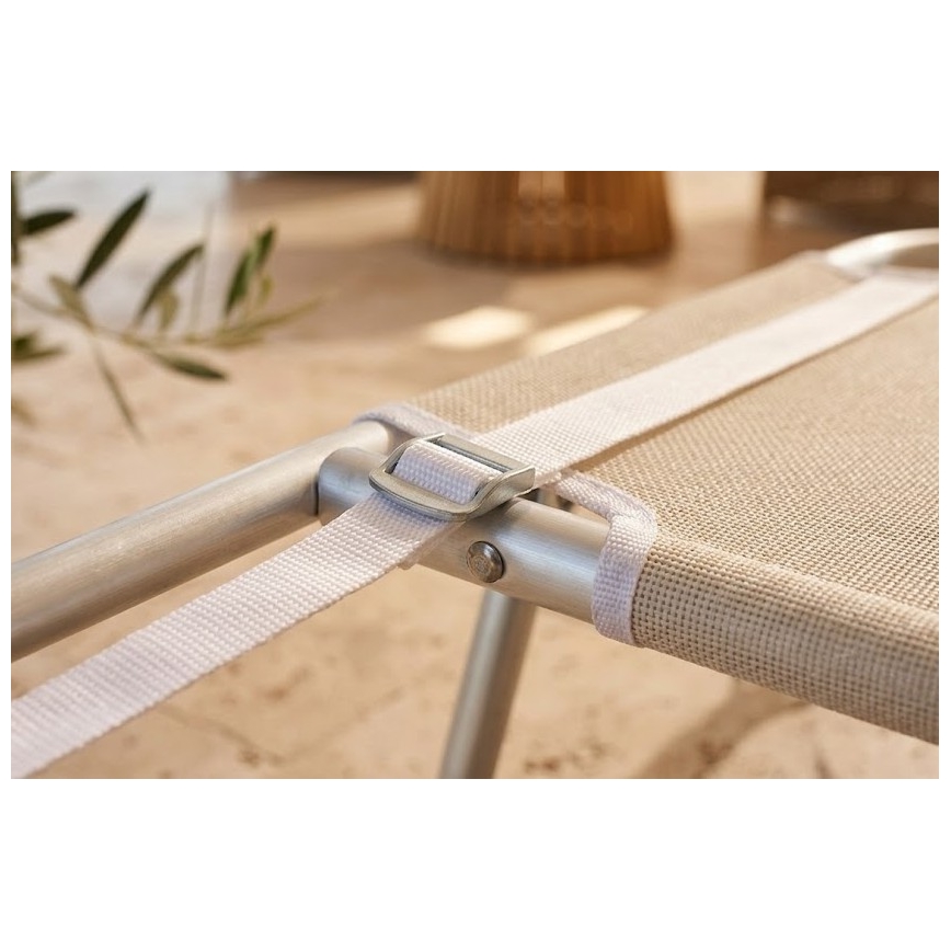 Πτυσσόμενη, ρυθμιζόμενη ξαπλώστρα SUNO 56x190 cm σε κρεμ απόχρωση
