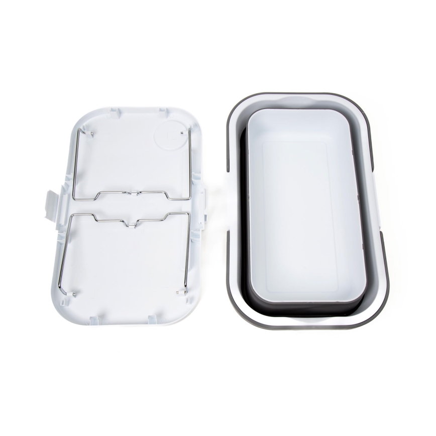 Πτυσσόμενο καλάθι πικνίκ για κάμπινγκ με καπάκι 2σε1 λευκό/γκρι