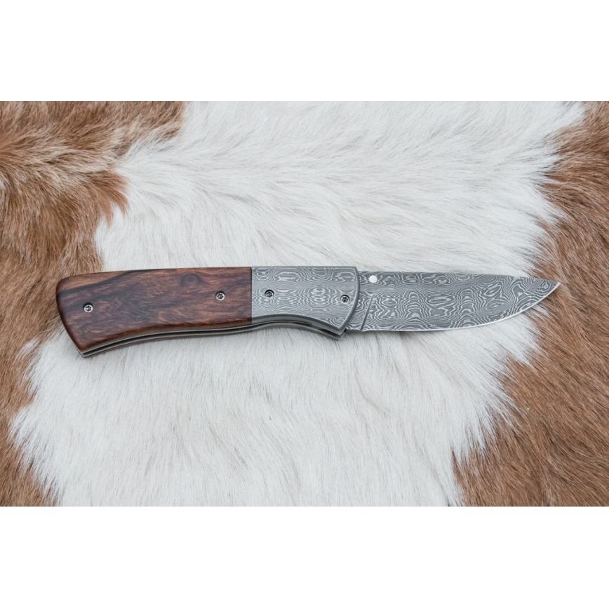 Πτυσσόμενο μαχαίρι Δαμασκού 8 cm ironwood