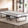Πτυσσόμενο μεταλλικό μονό κρεβάτι HERON 80x190 cm με στρώμα, λευκό — μέγιστο φορτίο 120 kg