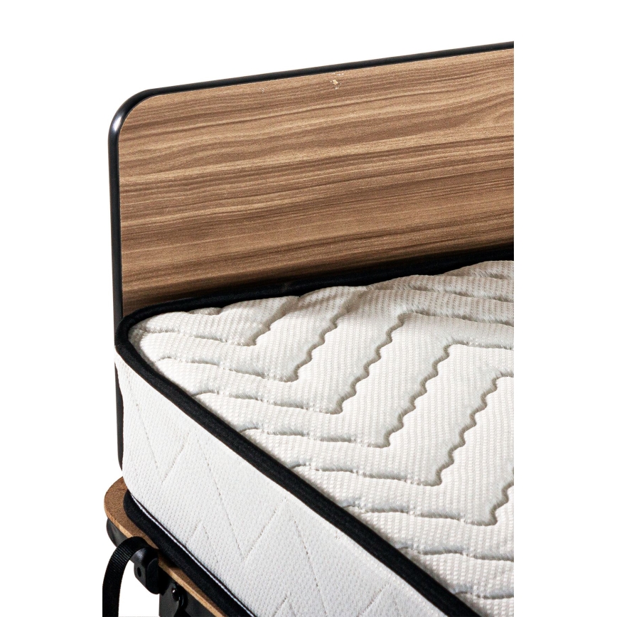 Πτυσσόμενο μεταλλικό μονό κρεβάτι HERON 80x190 cm με στρώμα, λευκό — μέγιστο φορτίο 120 kg