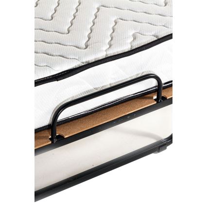 Πτυσσόμενο μεταλλικό μονό κρεβάτι HERON 80x190 cm με στρώμα, λευκό — μέγιστο φορτίο 120 kg