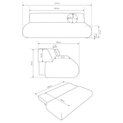 Πτυσσόμενος τριθέσιος καναπές-κρεβάτι με αποθηκευτικό χώρο PRATO μπεζ