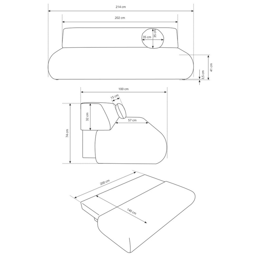Πτυσσόμενος τριθέσιος καναπές-κρεβάτι με αποθηκευτικό χώρο PRATO μπεζ