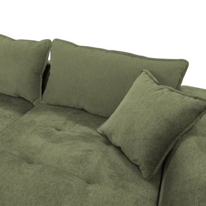 Πτυσσόμενος γωνιακός καναπές-κρεβάτι LAGOA σε σχήμα L με αποθηκευτικό χώρο, δεξιά, πράσινος