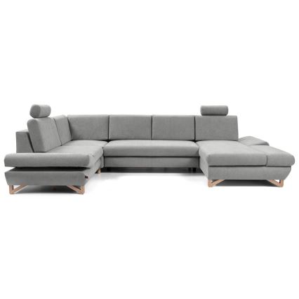 Πτυσσόμενος γωνιακός ταπετσαρισμένος καναπές U-σχήματος AVESTA με αποθηκευτικό χώρο, γκρι