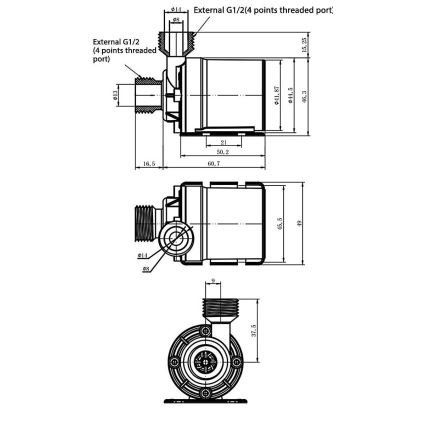 Pump 12VDC 800l/hour G1/2"