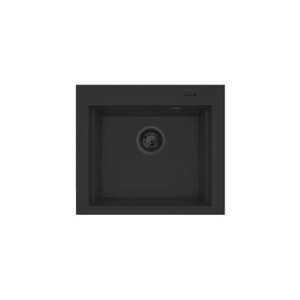 Pyramis 070169001_2 - Νεροχύτης κουζίνας με ξύλο κοπής SIROS 57x51,5 cm + μπαταρία νεροχύτη γρανίτης/μαύρο