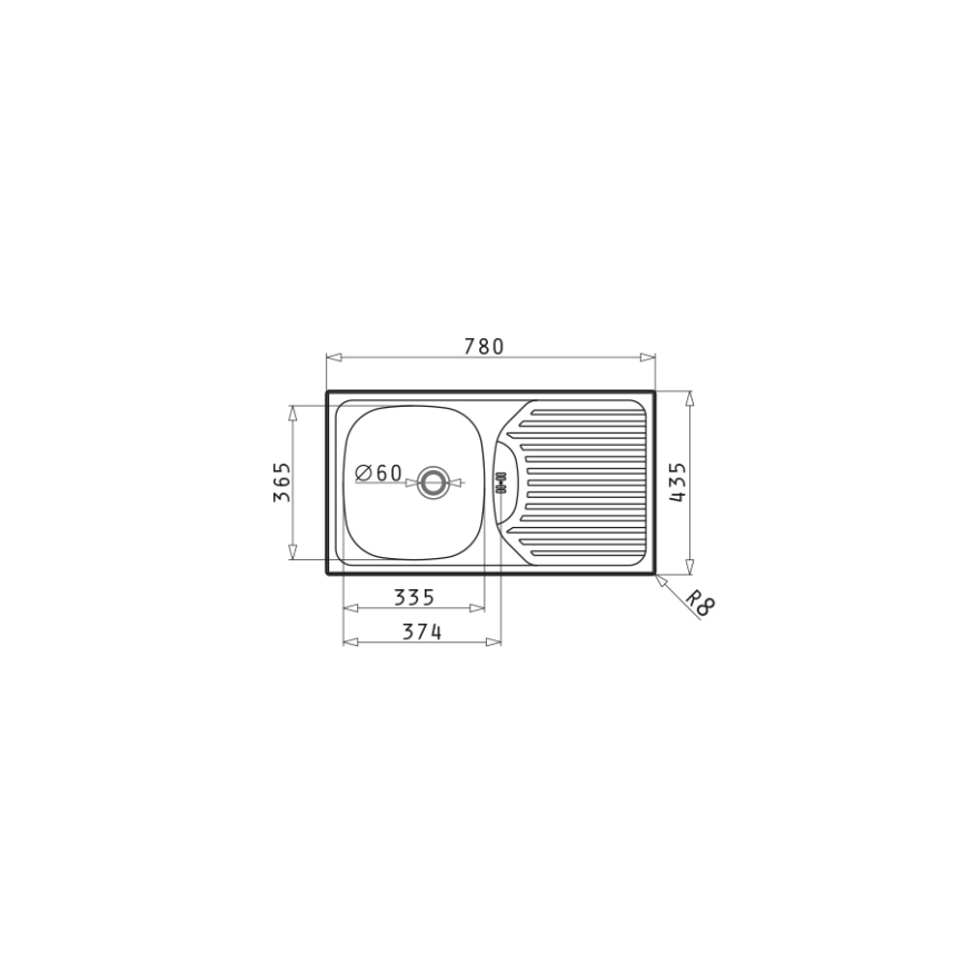 Pyramis 100139001 - Νεροχύτης κουζίνας ET78 78x43,5 εκ. σατινέ