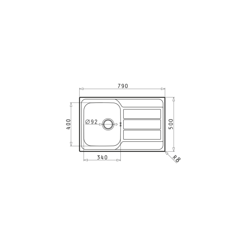 Pyramis 100178701 - Νεροχύτης κουζίνας ATHENA 79x50 εκ. σατινέ