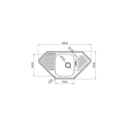 Pyramis 108760801 - Νεροχύτης κουζίνας MEDUSA CORNER 95x50 εκ.
