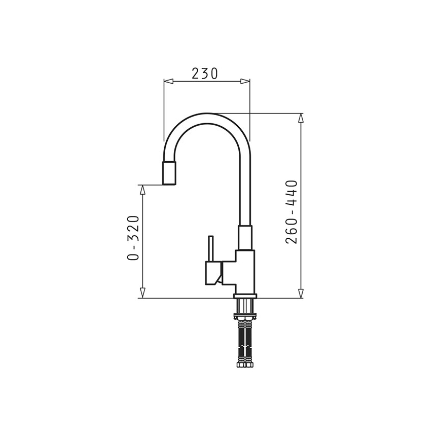 Pyramis 90938101 - Μπαταρία νεροχύτη με ευέλικτο βραχίονα FLESSI σε μπεζ χρώμα