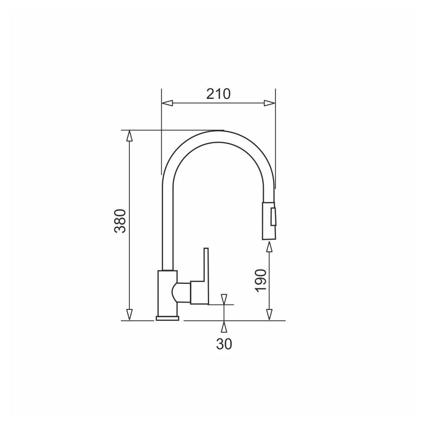 Pyramis 90941338 - Μπαταρία νεροχύτη με αποσπώμενο ντους IDEA μαύρο ματ