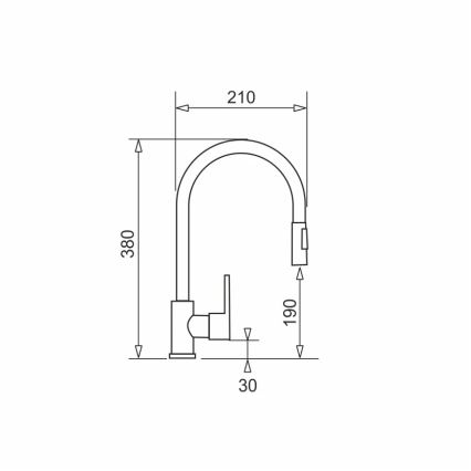 Pyramis 90941338 - Μπαταρία κουζίνας με ντους IDEA μαύρο ματ