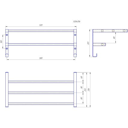 Πετσετοκρεμάστρα για καλοριφέρ μπάνιου HF SHEFFIELD 52x25,6 cm μαύρη