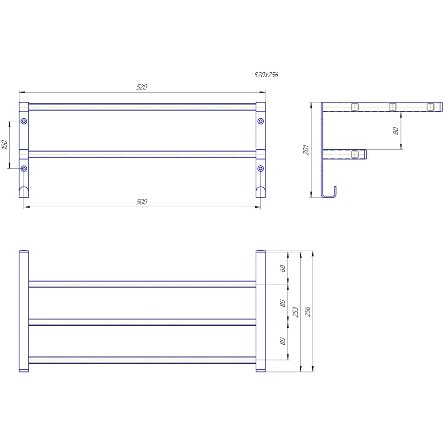 Πετσετοκρεμάστρα για καλοριφέρ μπάνιου HF SHEFFIELD 52x25,6 cm μαύρη