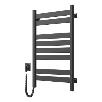 Πετσετοκρεμάστρα/θερμαντικό σώμα μπάνιου LARGO με θερμοστάτη 432W/230V 80,6 cm IP44, μαύρο, αριστερή, τετράγωνη