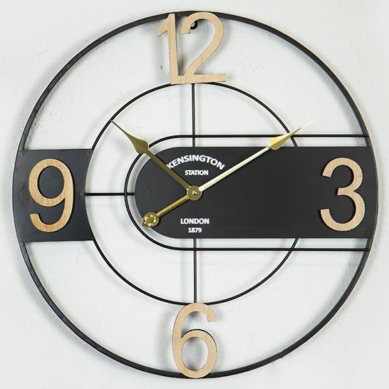 Ρολόι τοίχου 1xAA διάμετρος 60 cm μαύρο