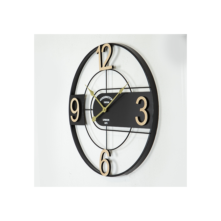 Ρολόι τοίχου 1xAA διάμετρος 60 cm μαύρο