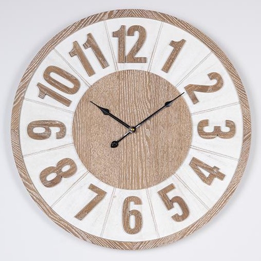Ρολόι τοίχου 1xAA διάμετρος 60 cm μπεζ/λευκό