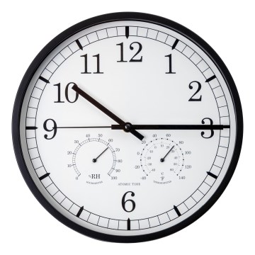 Ρολόι τοίχου με θερμόμετρο και υγρασιόμετρο, διάμετρος 30 εκ., 1xAA, μαύρο/άσπρο