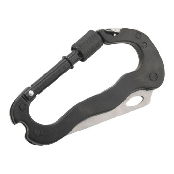 Πολυλειτουργικό αλουμινένιο καραμπίνερ με ασφάλεια, μαύρο