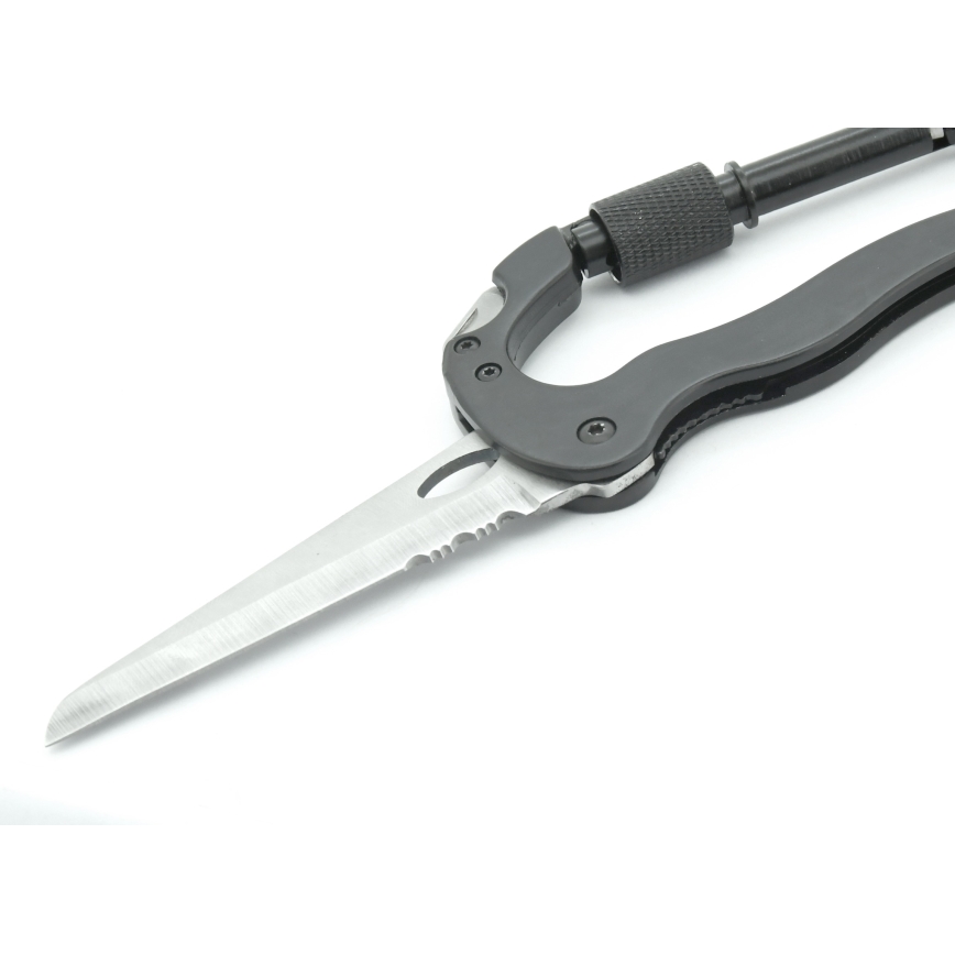 Πολυλειτουργικό αλουμινένιο καραμπίνερ με ασφάλεια, μαύρο