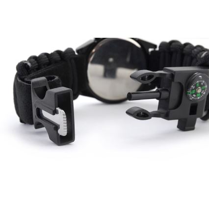 Πολυλειτουργικό ρολόι επιβίωσης με πυξίδα και θερμόμετρο μαύρο