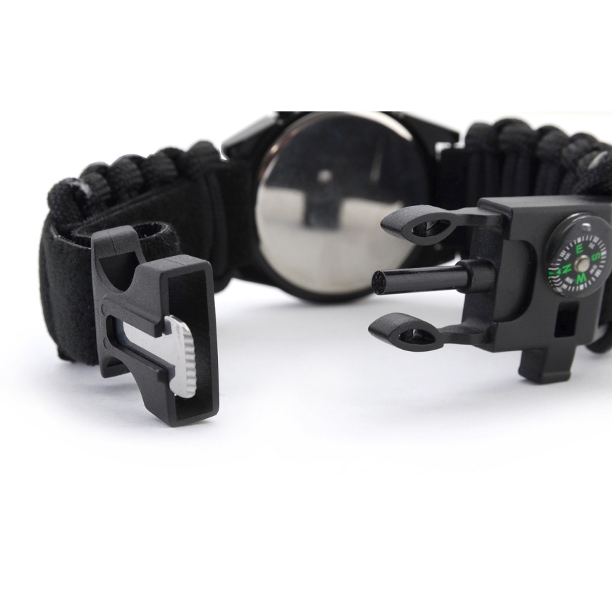 Πολυλειτουργικό ρολόι επιβίωσης με πυξίδα και θερμόμετρο μαύρο