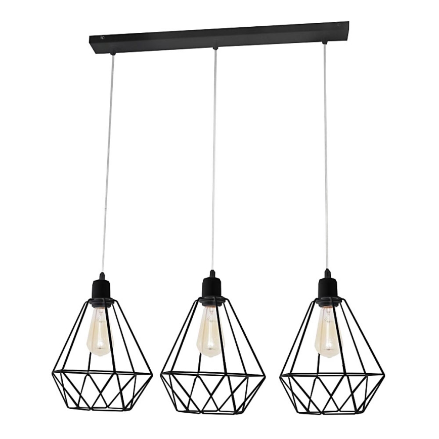 Πολύφωτο KARO 3xE27/15W/230V μαύρο