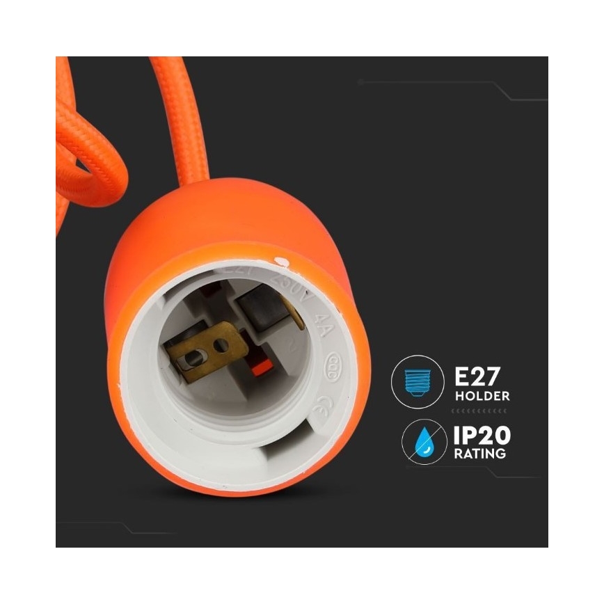 Πολύφωτο κρεμαστό 1xE27/60W/230V πορτοκαλί