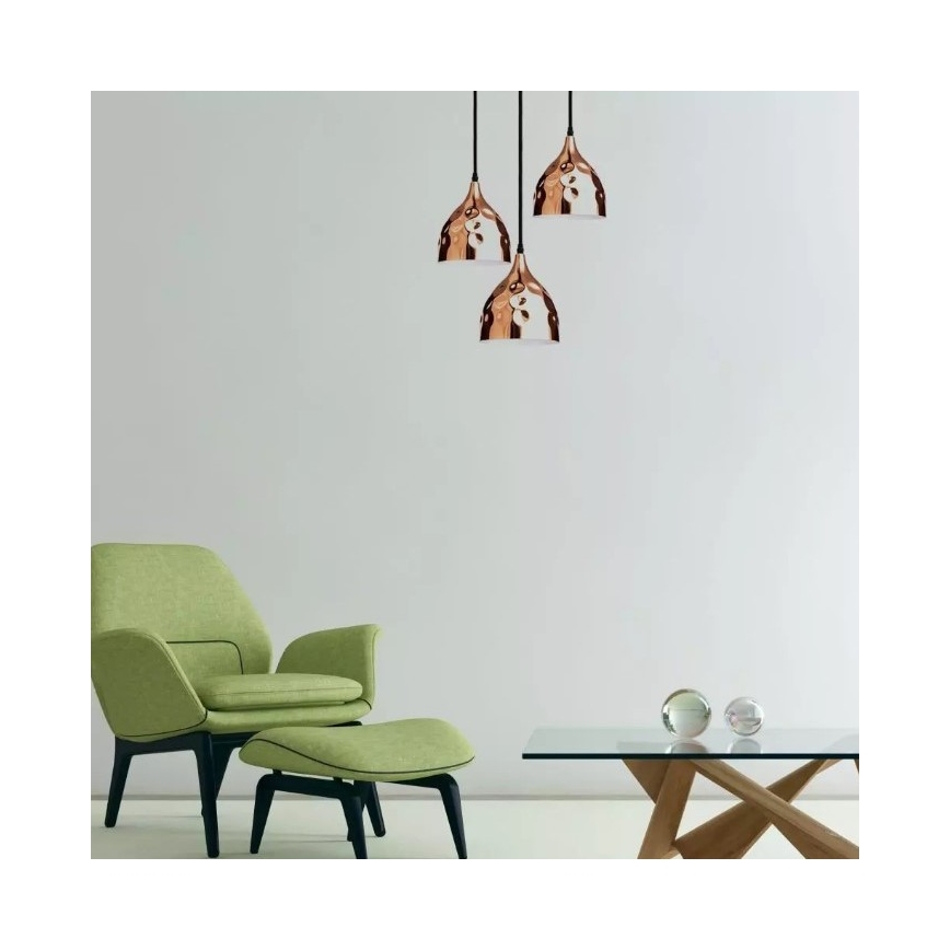 Πολύφωτο κρεμαστό 1xE27/60W/230V ροζ χρυσό