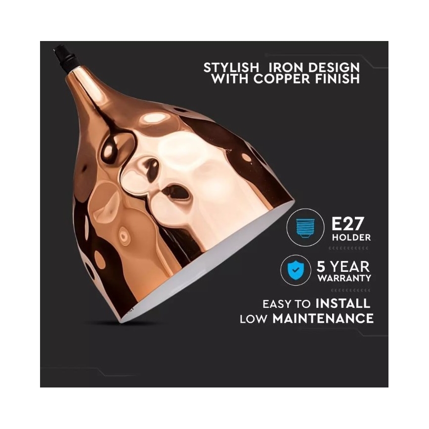 Πολύφωτο κρεμαστό 1xE27/60W/230V ροζ χρυσό