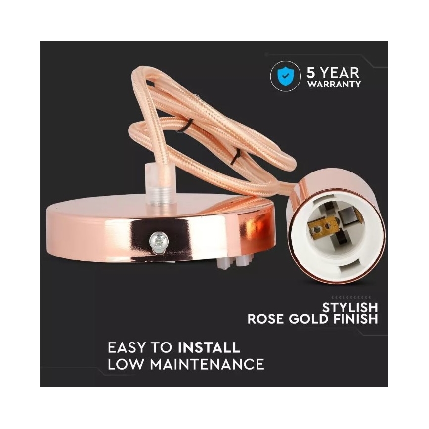 Πολύφωτο κρεμαστό 1xE27/60W/230V ροζ χρυσό