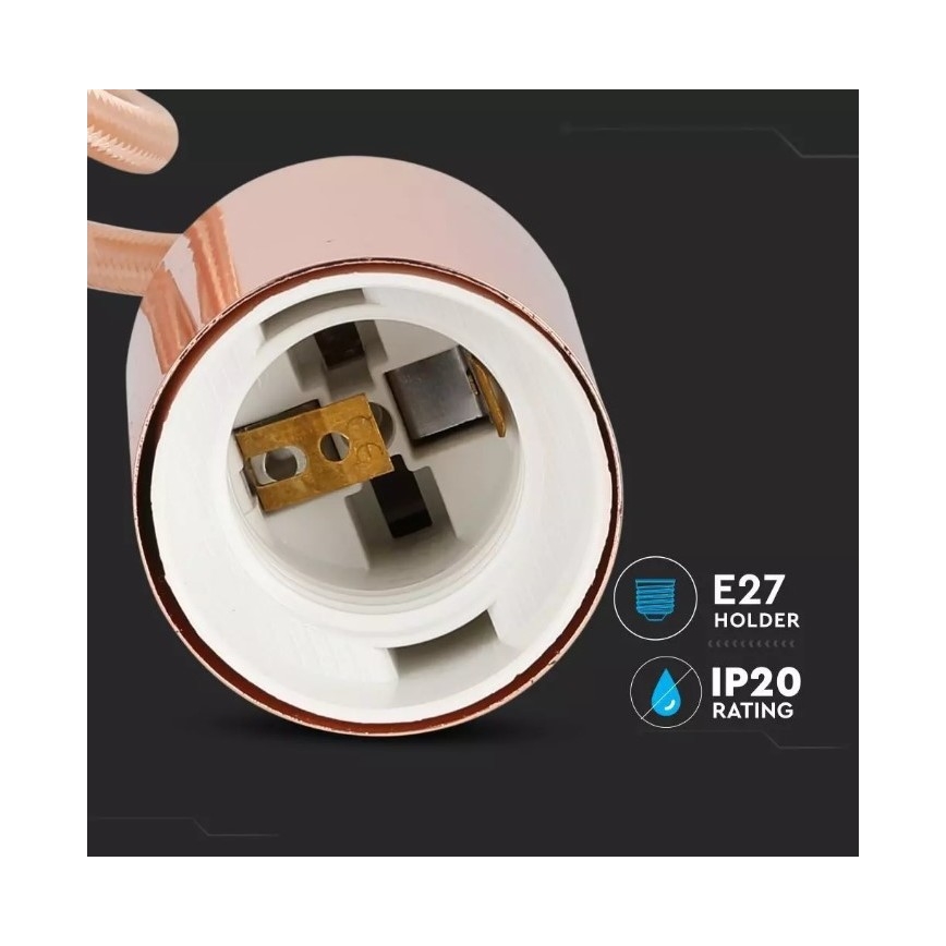 Πολύφωτο κρεμαστό 1xE27/60W/230V ροζ χρυσό