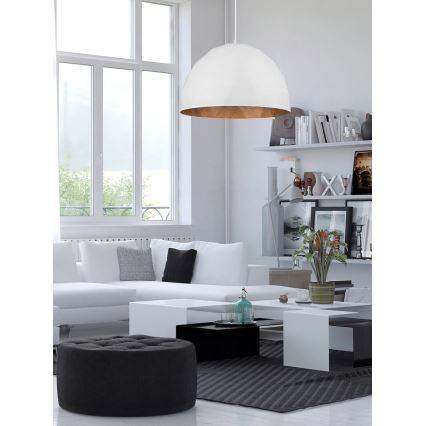 Πολύφωτο κρεμαστό DIAMENT 1xE27/60W/230V δ. 50 cm λευκό/χάλκινο