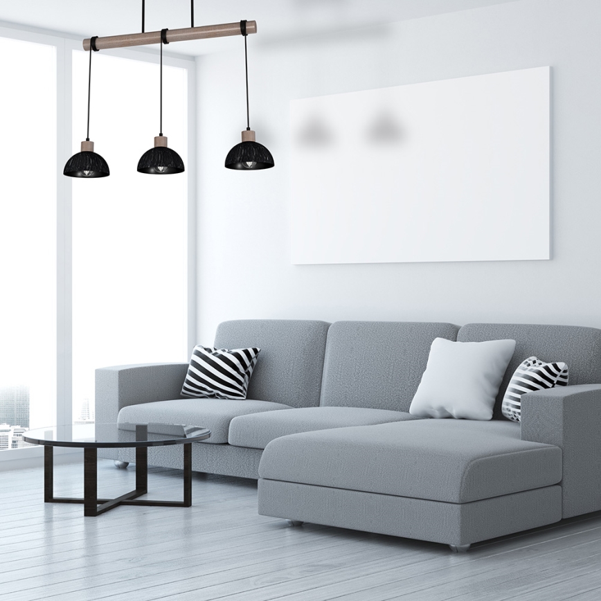 Πολύφωτο κρεμαστό ERIK 3xE27/60W/230V καφέ/μαύρο