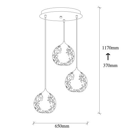 Πολύφωτο κρεμαστό FELLINI 3xE27/100W/230V