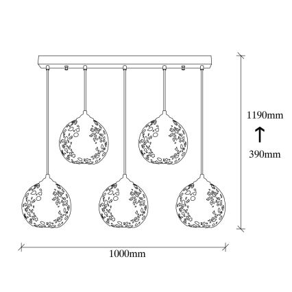 Πολύφωτο κρεμαστό σε ράγα FELLINI 5xE27/100W/230V