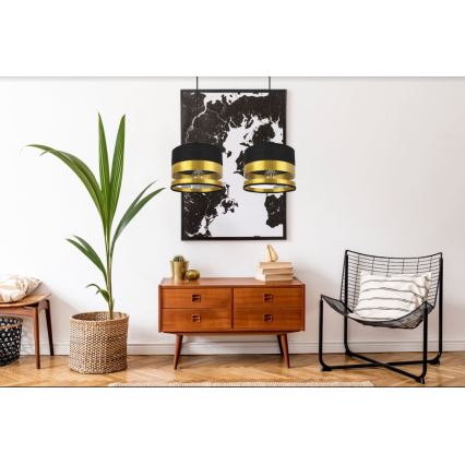 Πολύφωτο κρεμαστό σε ράγα  MILO 2xE27/60W/230V χρυσό/μαύρο