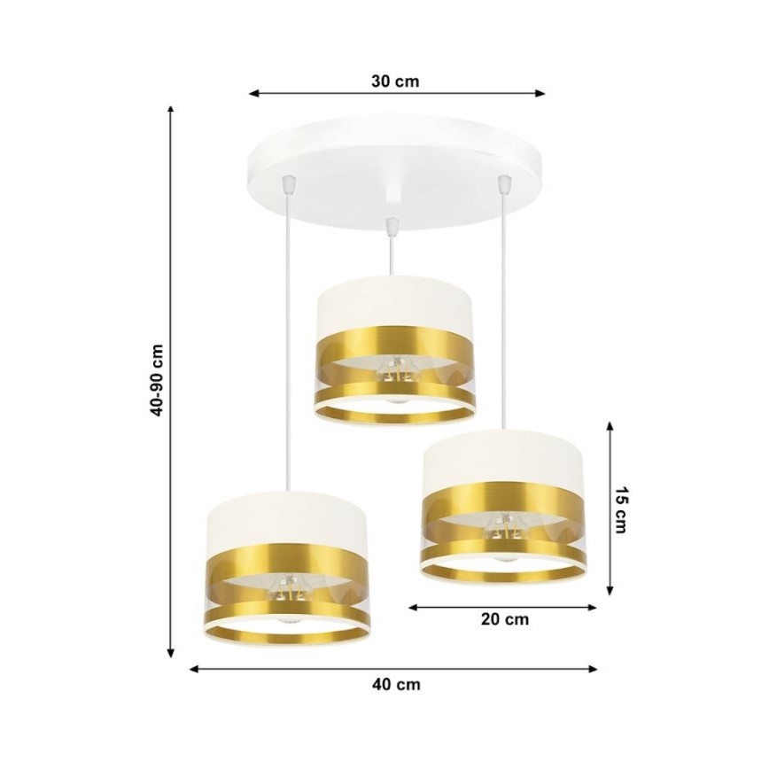 Πολύφωτο κρεμαστό σε ράγα MILO 3xE27/60W/230V χρυσό