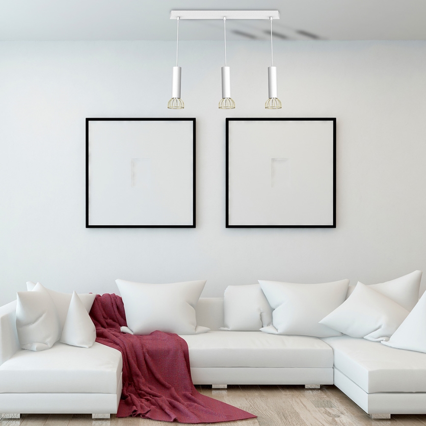 Πολύφωτο κρεμαστό ράγα DANTE 3xGU10/25W/230V λευκό/χρυσό