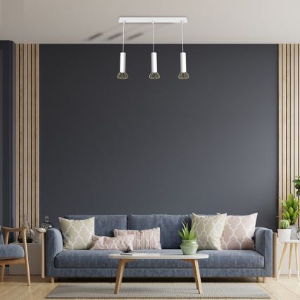 Πολύφωτο κρεμαστό ράγα DANTE 3xGU10/25W/230V λευκό/χρυσό